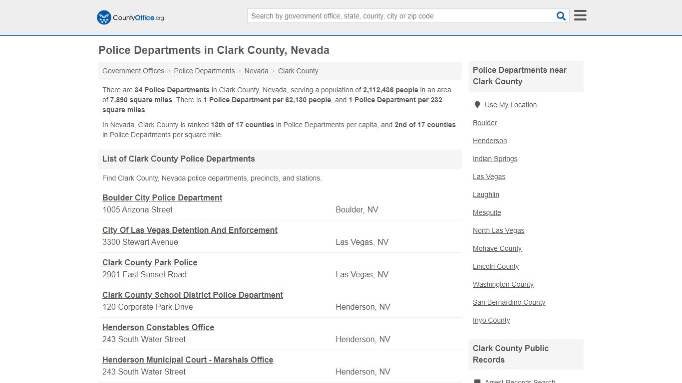 Police Departments - Clark County, NV (Arrest Records & Police Logs)